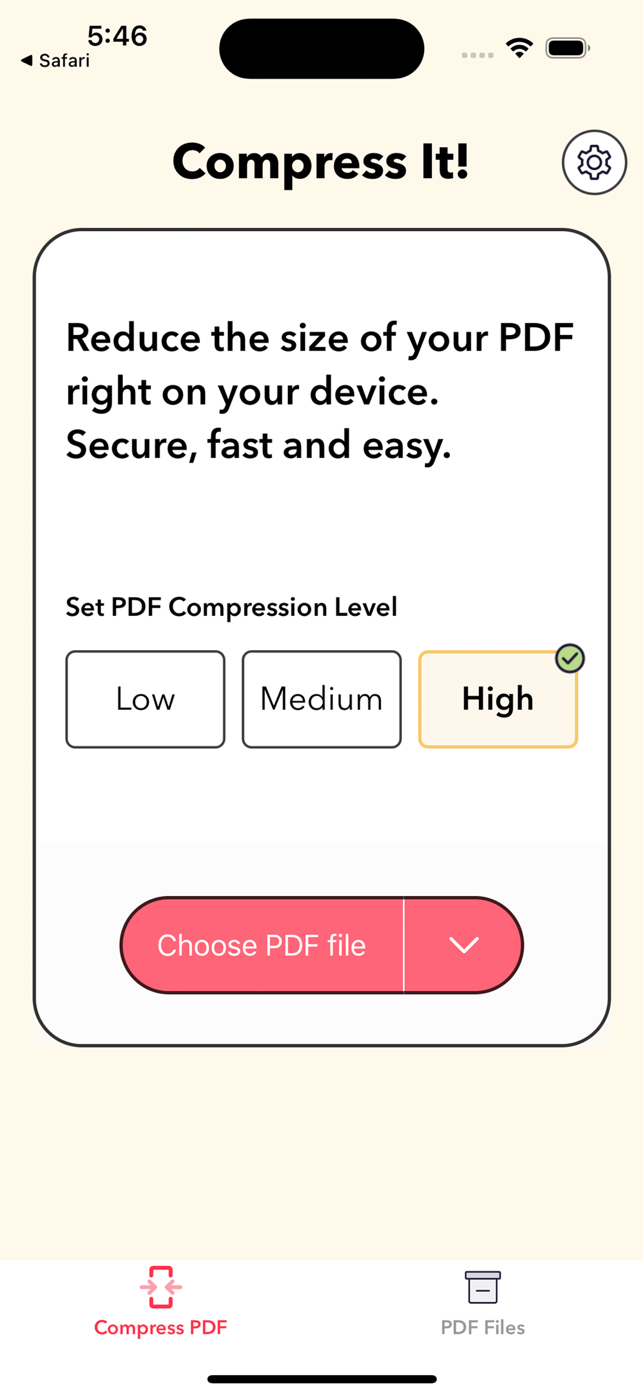 App main screen